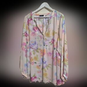 Tahari Pastel Floral Blouse